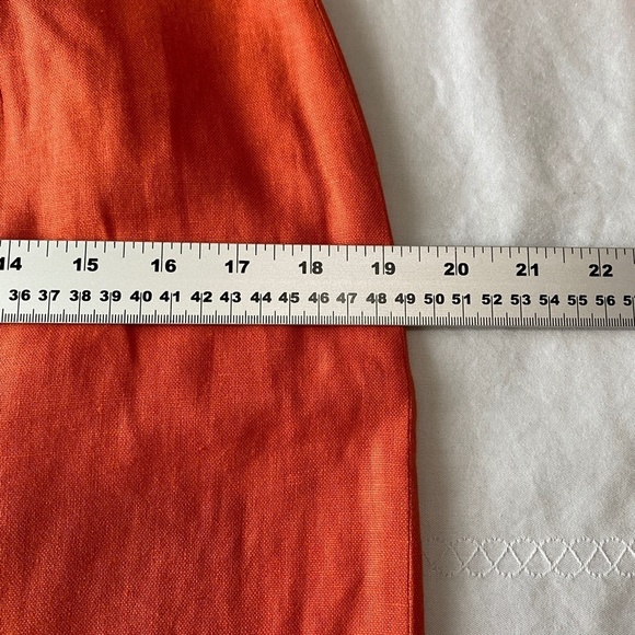 be Women's Burnt Orange/Coral Embroidered Linen Skirt + Blazer Suit‎ Set Size 8 - Picture 14 of 16